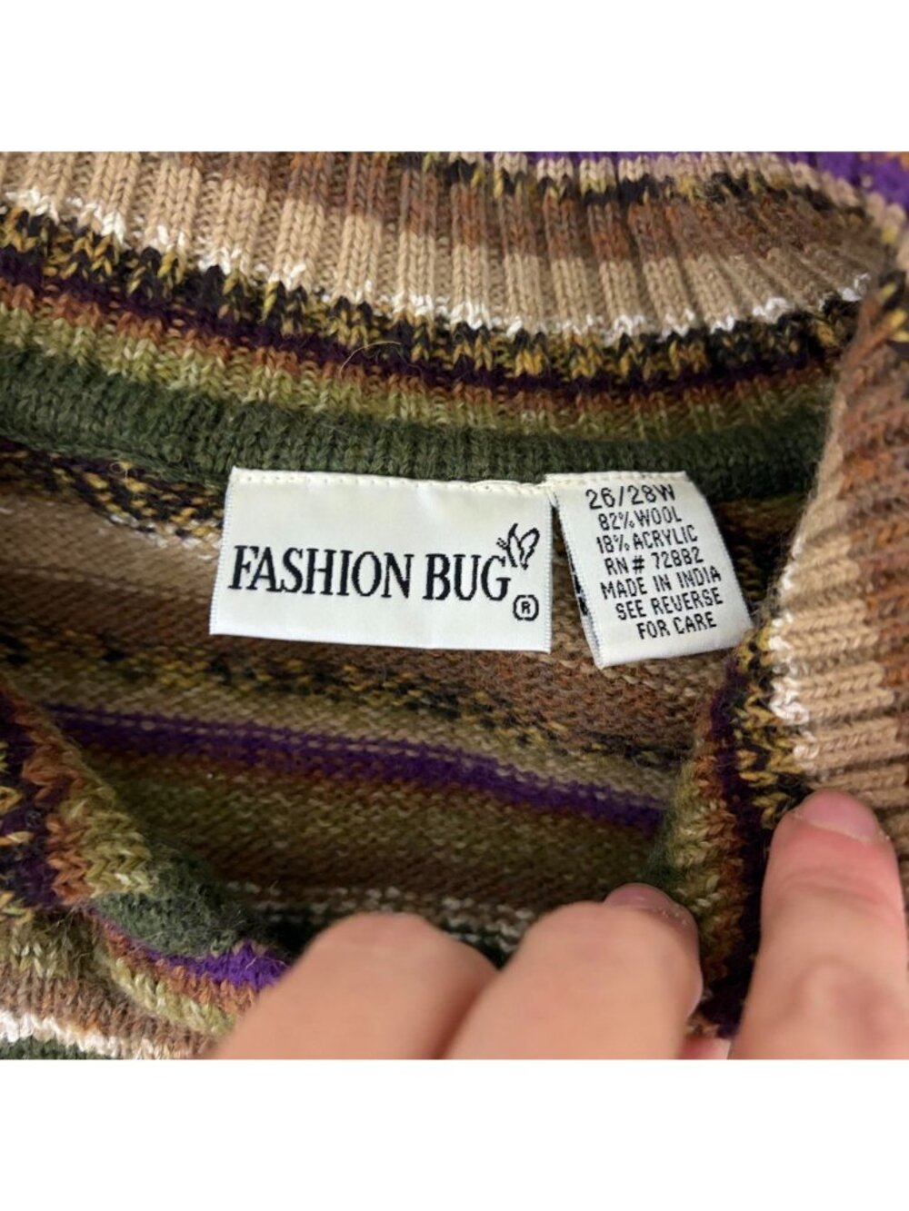 90s striped plus size granola girl wool cardigan - Picture 8 of 8
